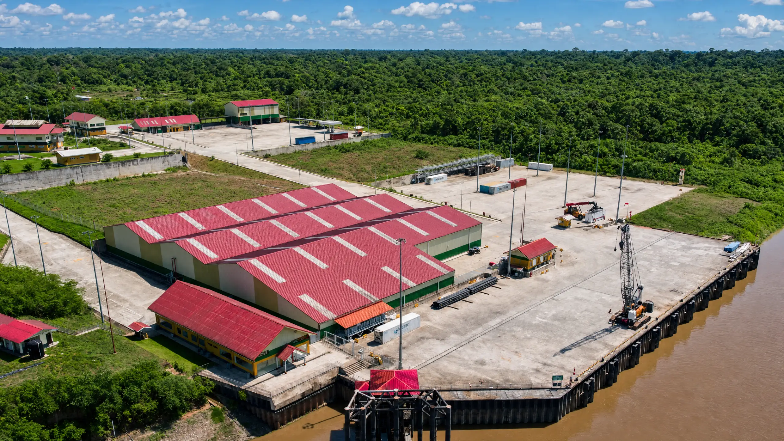 Vista aérea del Terminal Portuario de Yurimaguas – Nueva Reforma junto al río